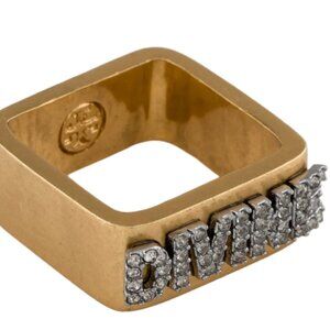 TORY BURCH Crystal "Divine' Gold Ring